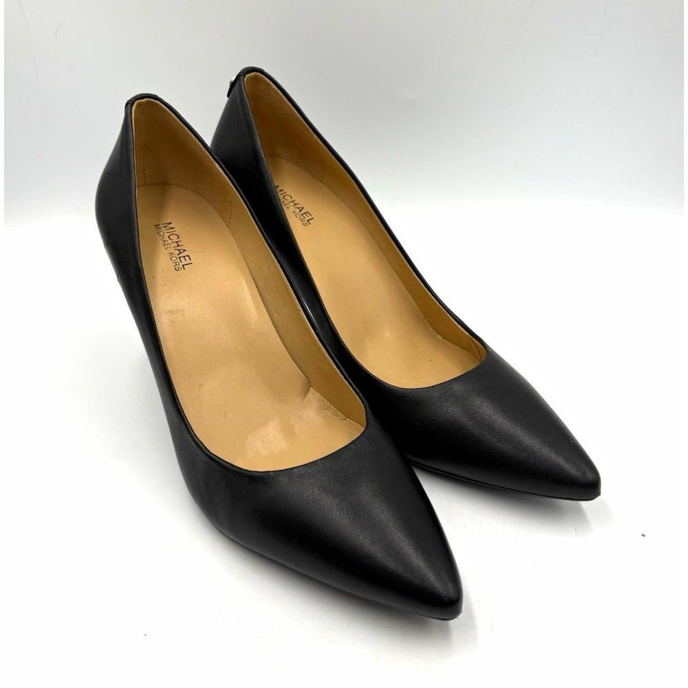 Michael Kors Black Leather Pointed Toe Stiletto Pump Slip On Women's US 8.5